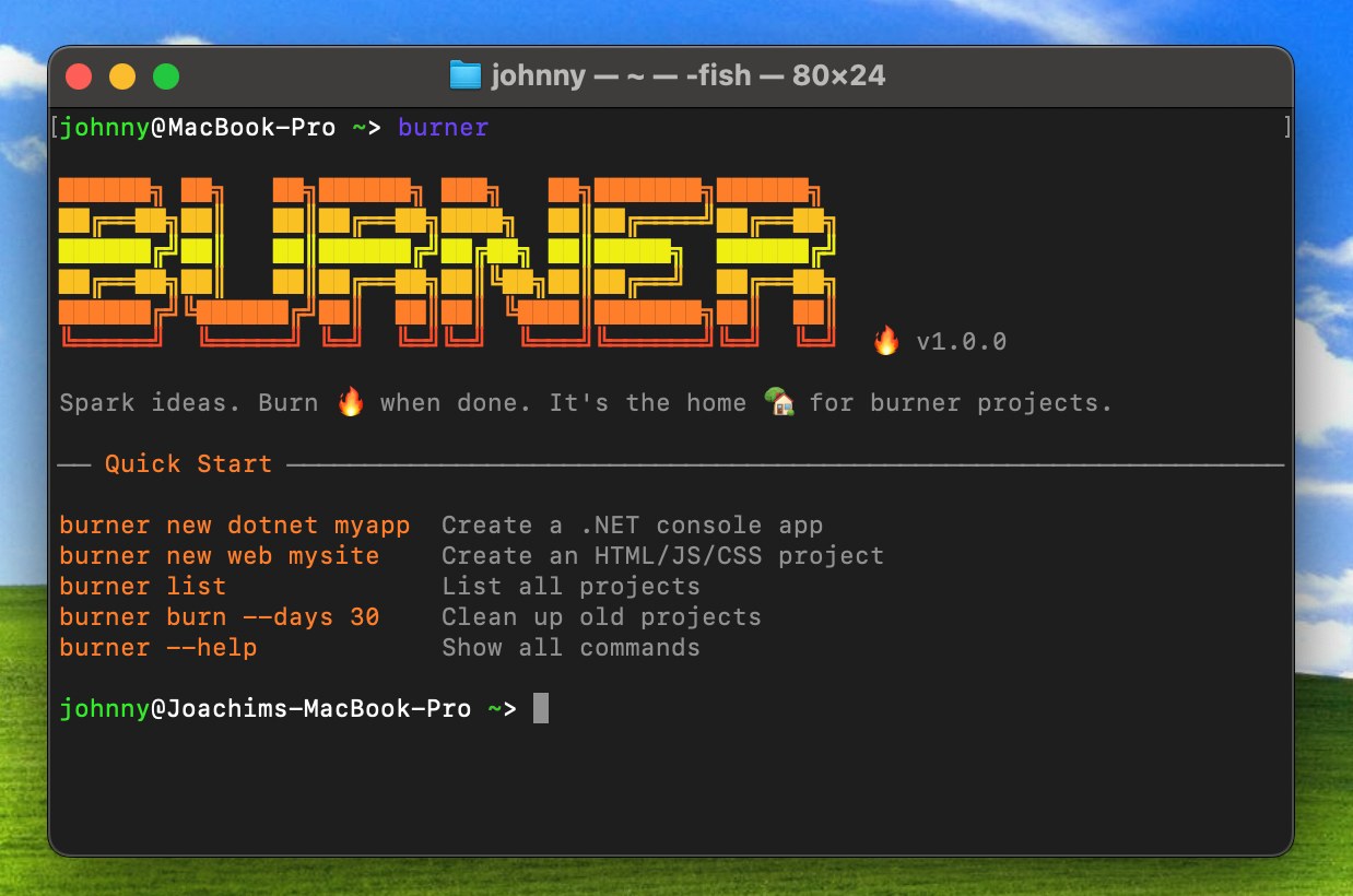 Burner CLI Screenshot